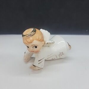 Handpainted Hugger Christmas Angel 1950's Candle Climbers Japan  2.5"